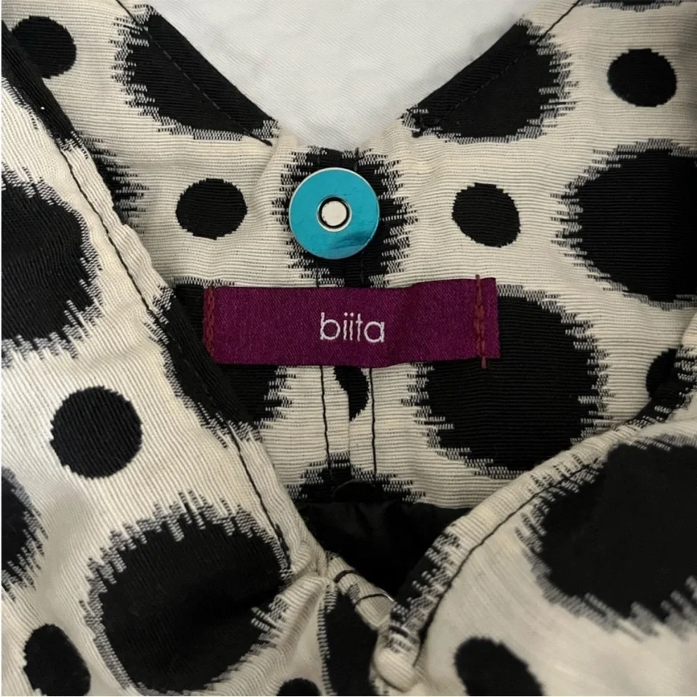 Biita Hobo shoulder bag in polka dot black and cream fabric purse - Picture 4 of 5